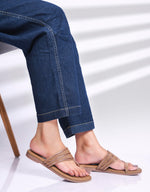 Load image into Gallery viewer, Padchin Women&#39;s Embellished Round Toe Flats | Elegant Slip-On Open Toe Flats for Women
