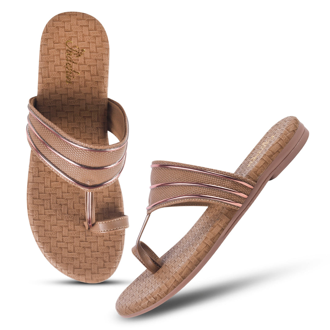 Padchin Women's Embellished Round Toe Flats | Elegant Slip-On Open Toe Flats for Women