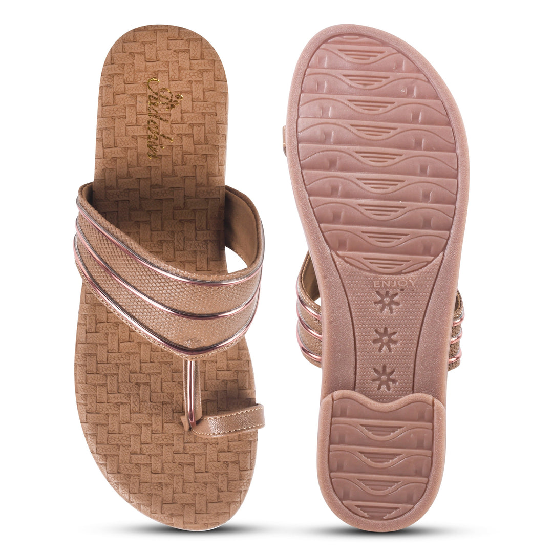 Padchin Women's Embellished Round Toe Flats | Elegant Slip-On Open Toe Flats for Women