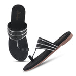 Load image into Gallery viewer, Padchin Women&#39;s Embellished Round Toe Flats | Elegant Slip-On Open Toe Flats for Women
