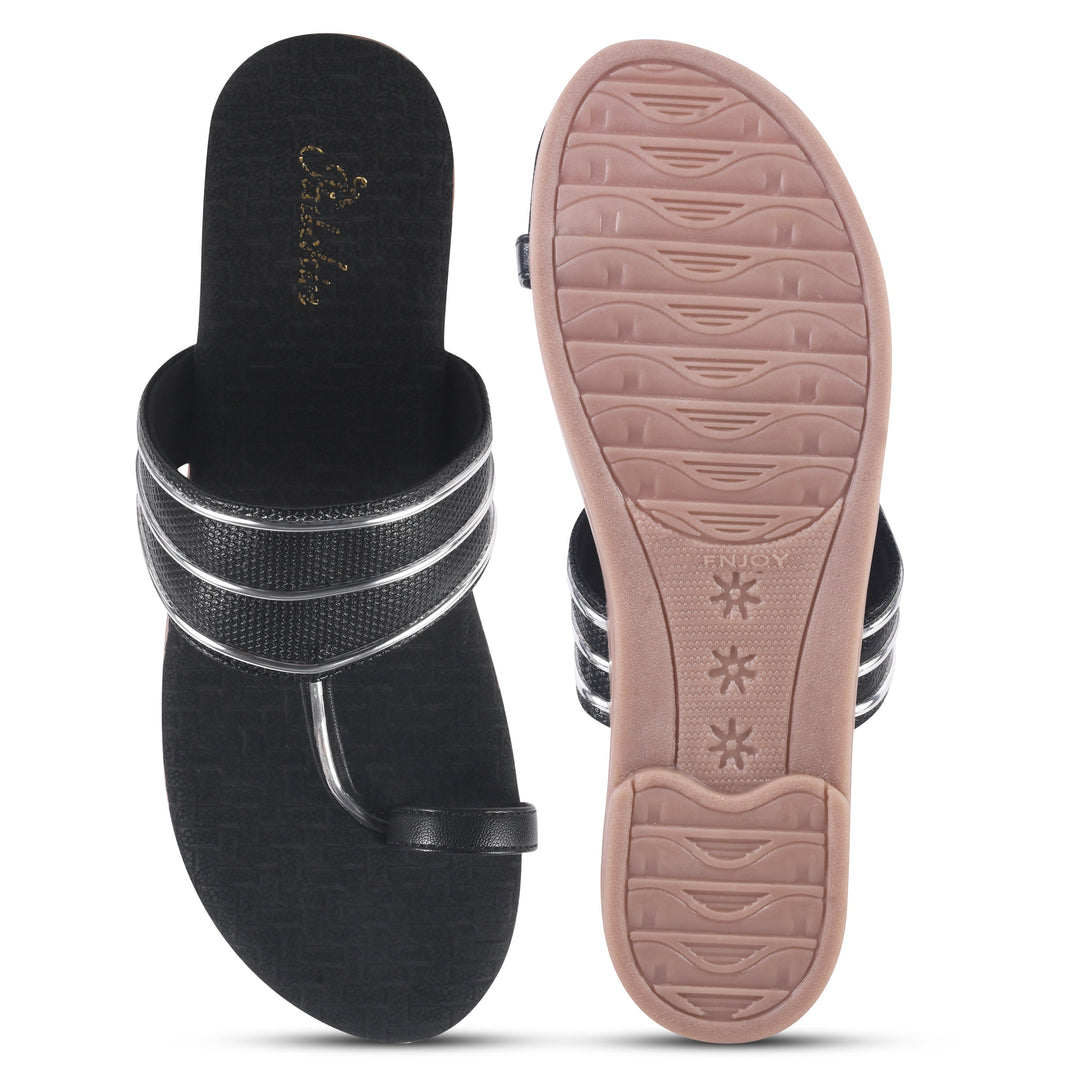 Padchin Women's Embellished Round Toe Flats | Elegant Slip-On Open Toe Flats for Women