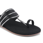 Load image into Gallery viewer, Padchin Women&#39;s Embellished Round Toe Flats | Elegant Slip-On Open Toe Flats for Women
