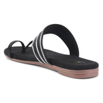 Load image into Gallery viewer, Padchin Women&#39;s Embellished Round Toe Flats | Elegant Slip-On Open Toe Flats for Women
