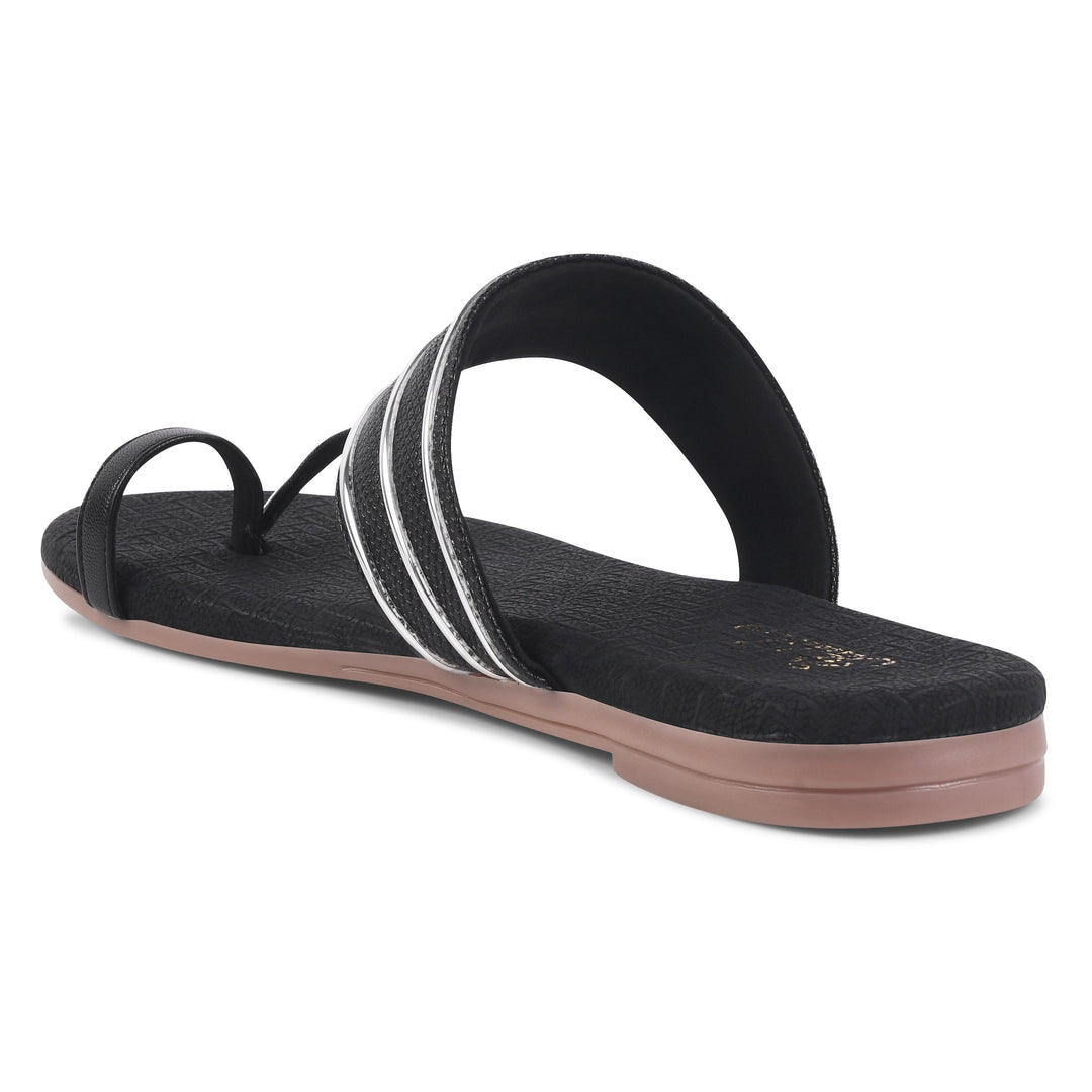 Padchin Women's Embellished Round Toe Flats | Elegant Slip-On Open Toe Flats for Women