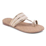 Load image into Gallery viewer, Padchin Women&#39;s Embellished Round Toe Flats | Elegant Slip-On Open Toe Flats for Women
