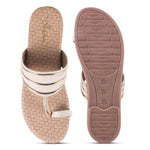 Load image into Gallery viewer, Padchin Women&#39;s Embellished Round Toe Flats | Elegant Slip-On Open Toe Flats for Women
