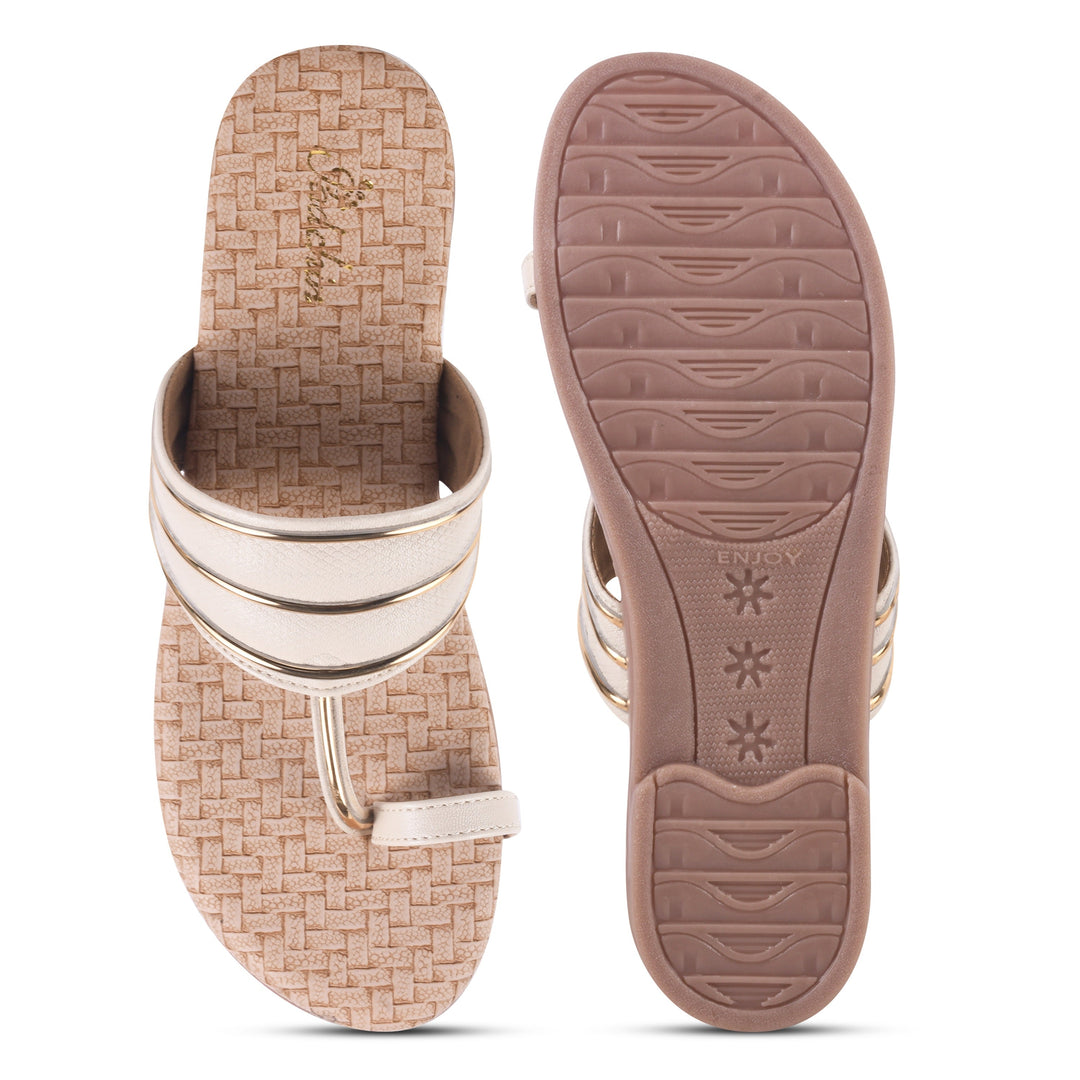 Padchin Women's Embellished Round Toe Flats | Elegant Slip-On Open Toe Flats for Women