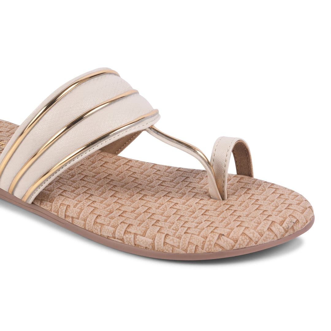 Padchin Women's Embellished Round Toe Flats | Elegant Slip-On Open Toe Flats for Women