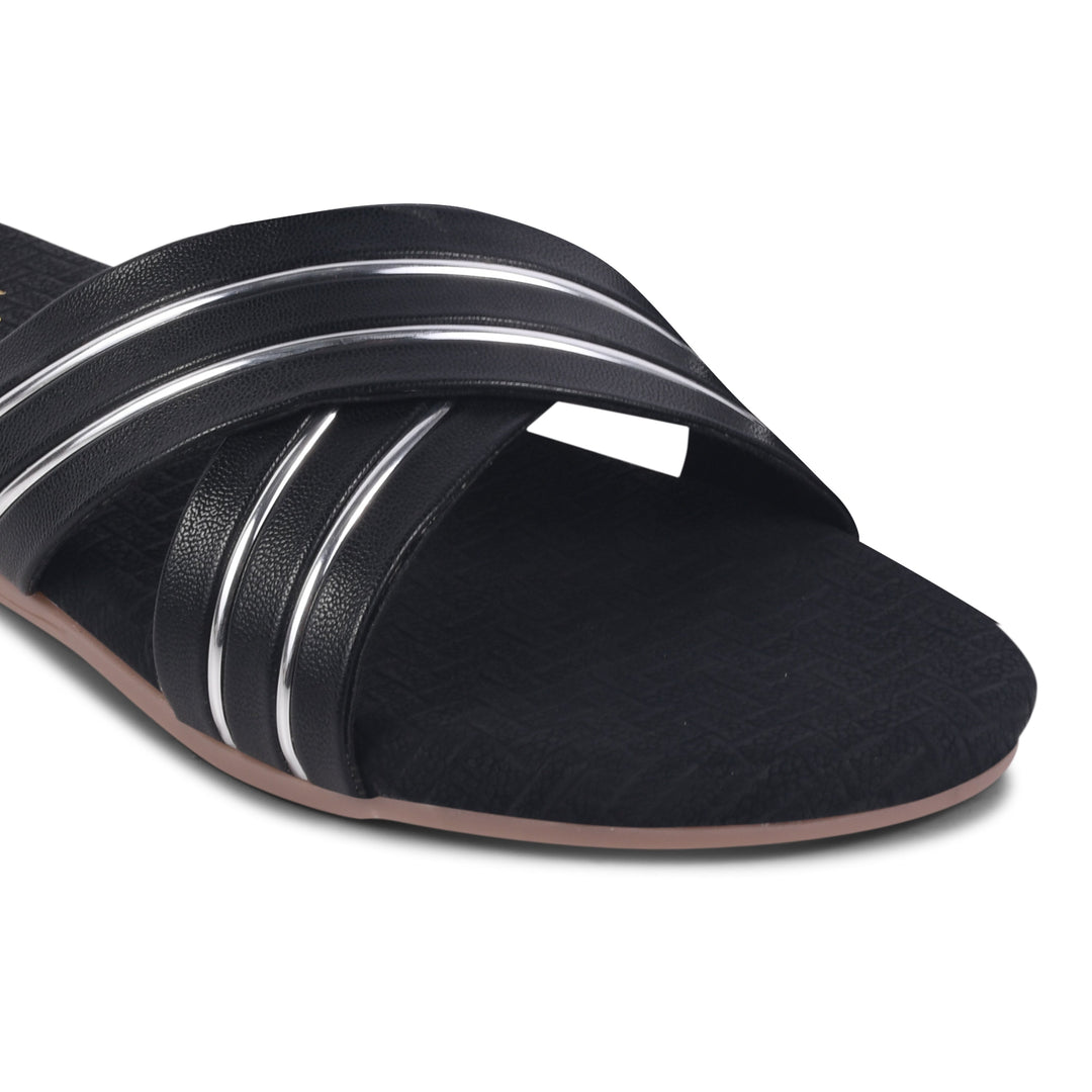 Padchin Women's Multi Strap Round Toe Flats | Soft Stylish Slip-On Sandals for Casual Wear