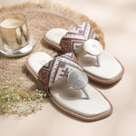 Load image into Gallery viewer, Women's Toe-Ring Flat Sandals with Metallic Round Embellishment Slippers