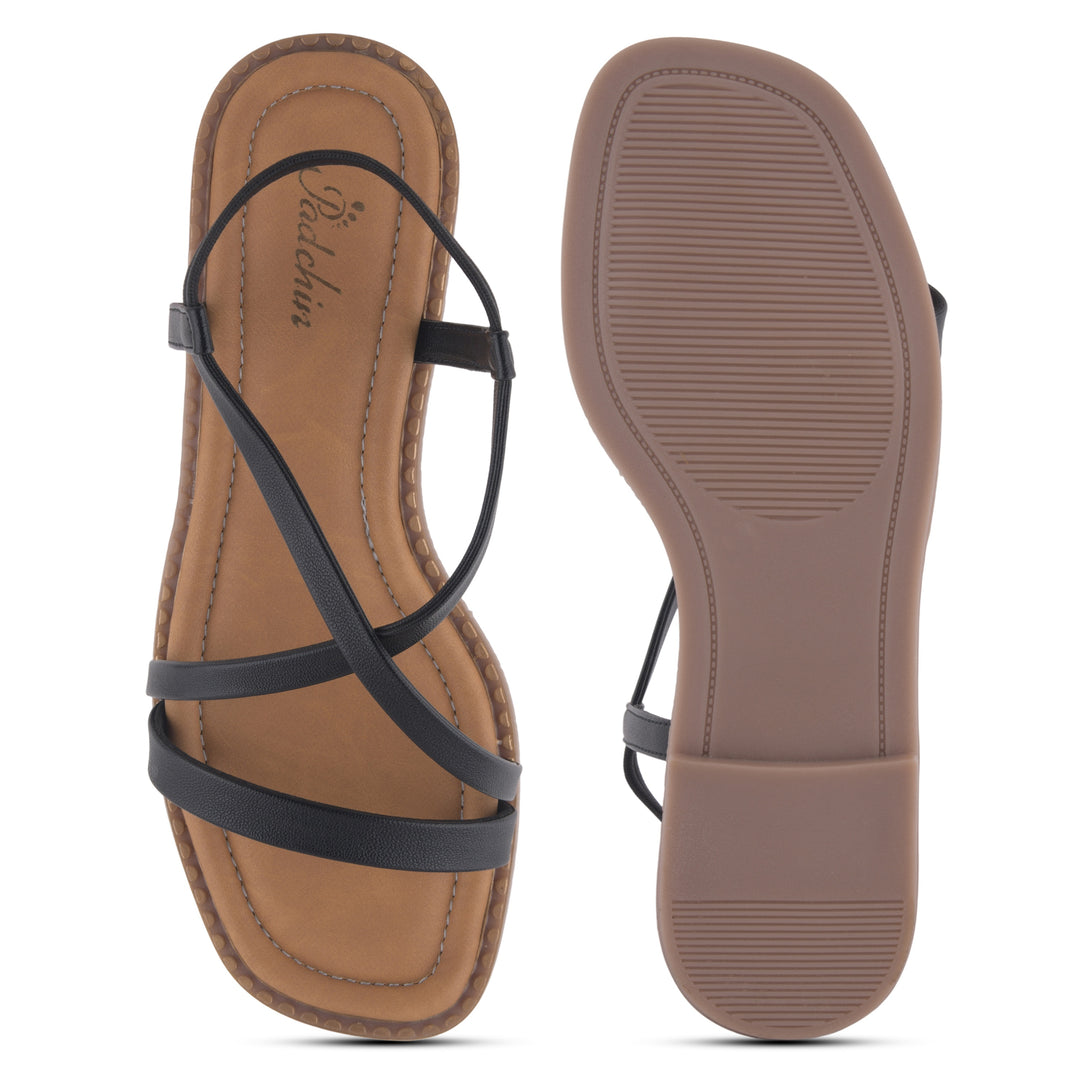 Women's Strappy Slip-On Flats Ladies Stylish Casual Slippers