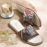 Load image into Gallery viewer, Women's Ethnic Print Flat Sandals with Decorative Buckle Detail Slippers