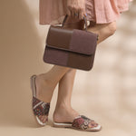 Load image into Gallery viewer, Women's Ethnic Print Flat Sandals with Decorative Buckle Detail Slippers