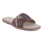 Load image into Gallery viewer, Women's Ethnic Print Flat Sandals with Decorative Buckle Detail Slippers