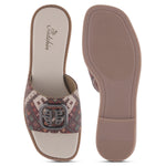 Load image into Gallery viewer, Women's Ethnic Print Flat Sandals with Decorative Buckle Detail Slippers