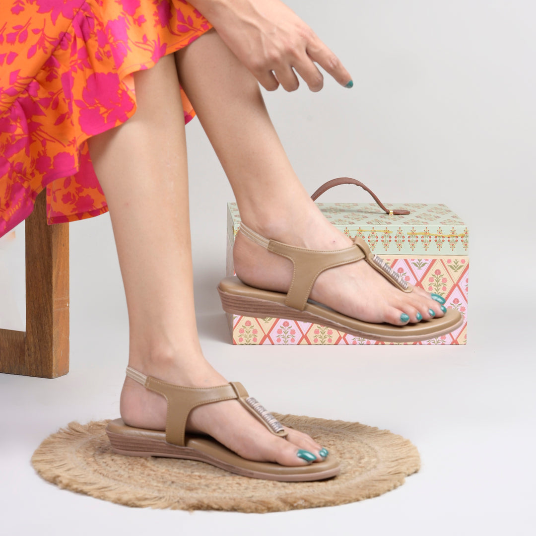Women T Strap Flat Sandals