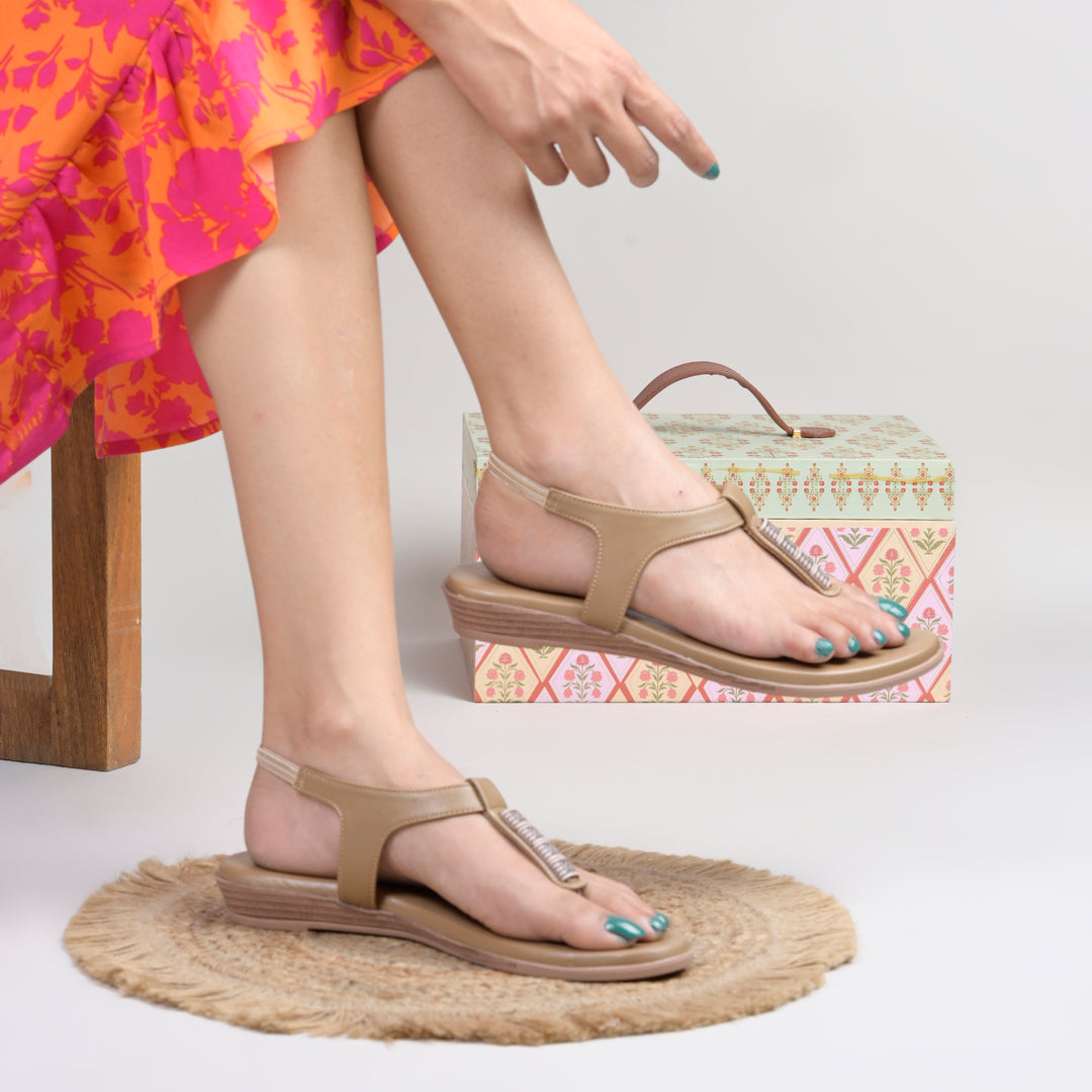 Women T Strap Flat Sandals