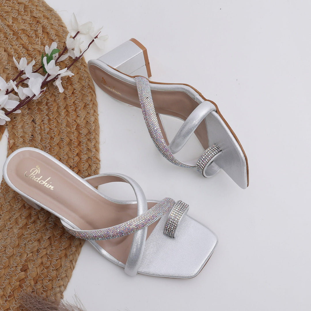 Embellished Square Toe Block Heel