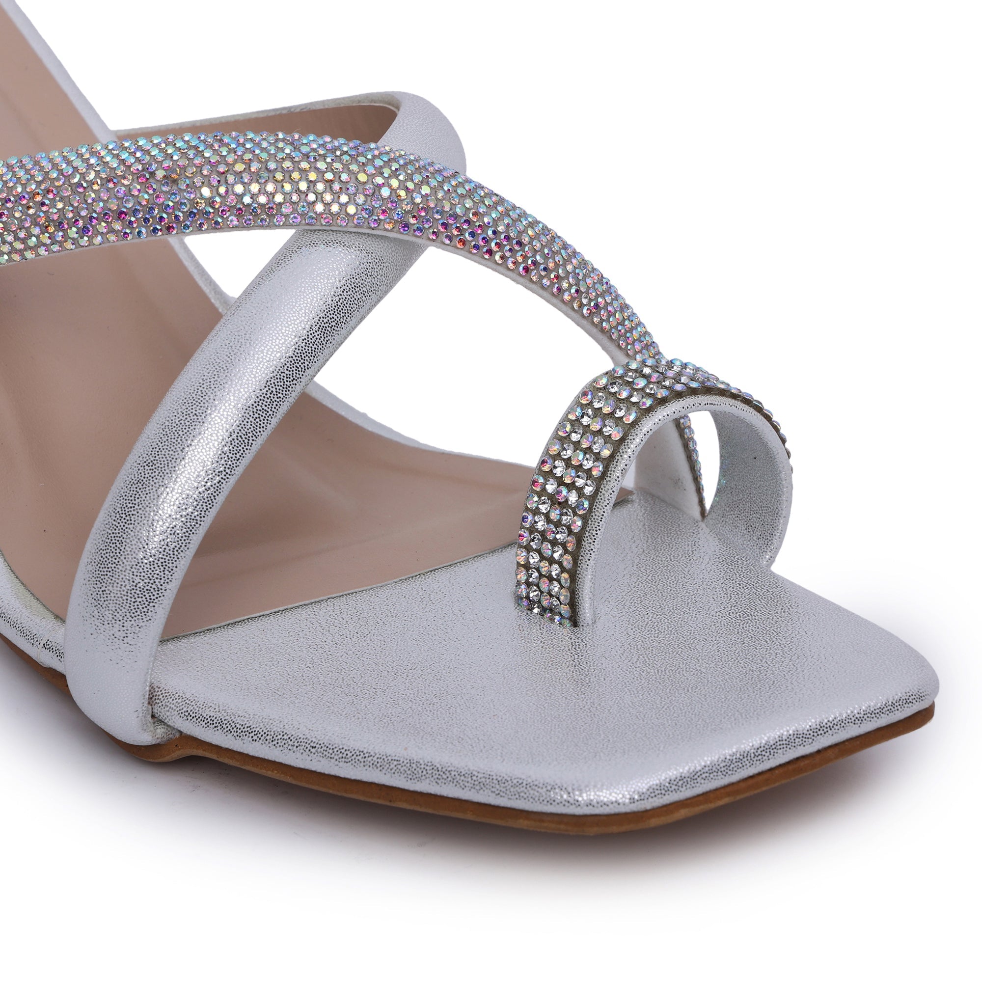 Embellished Square Toe Block Heel