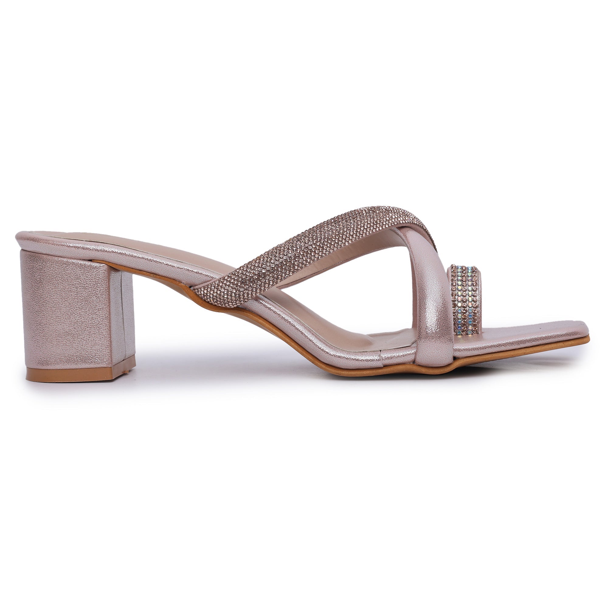 Embellished Square Toe Block Heel