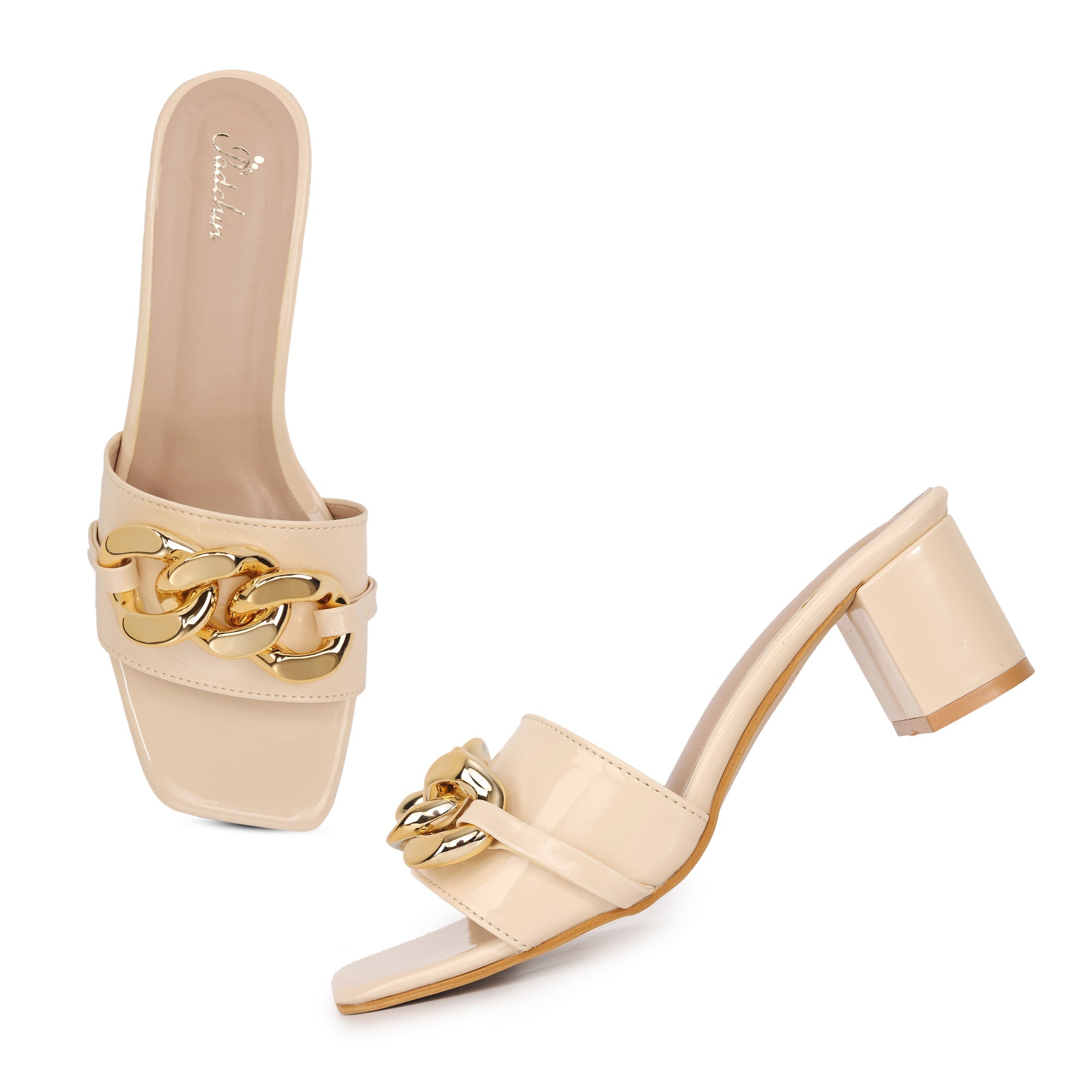 Embellished Stylish Trendy Square Toe Block Heel