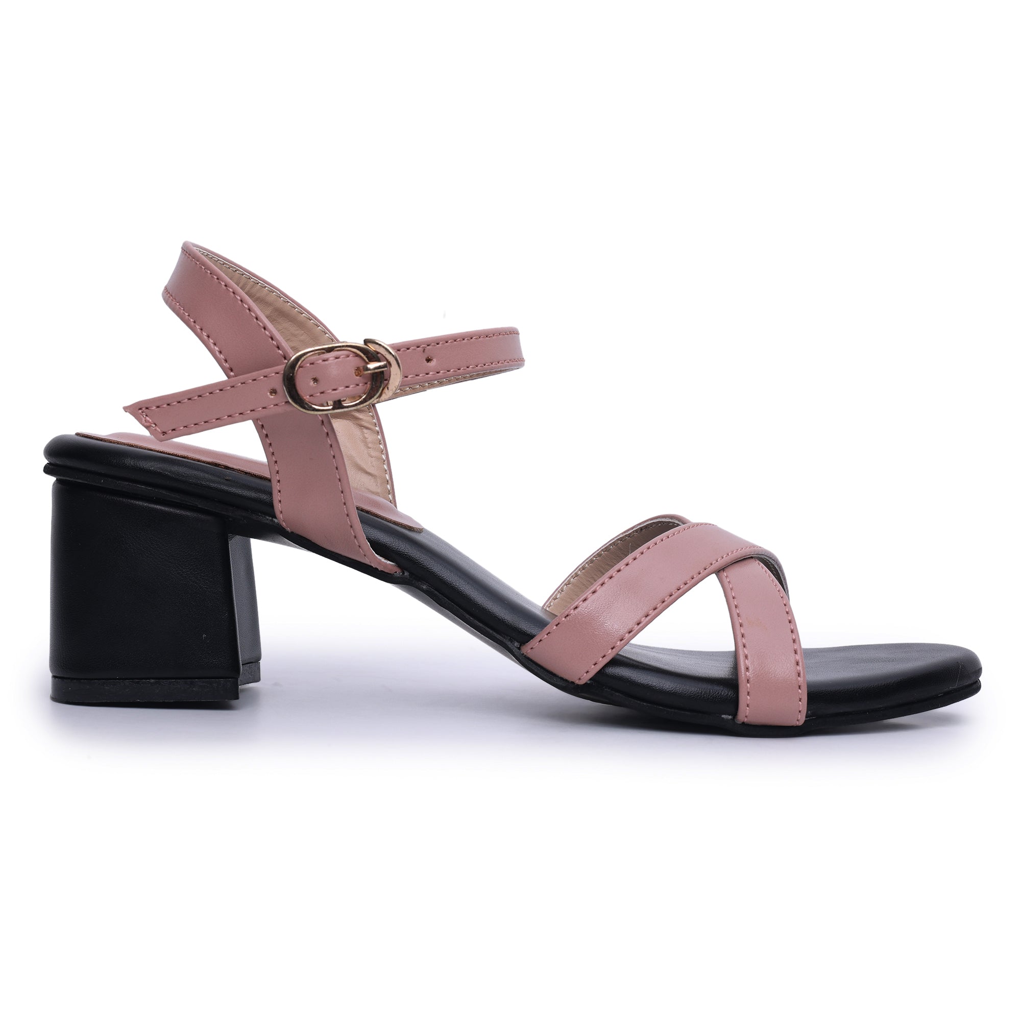 Buckle Strap Round Toe Block Heel