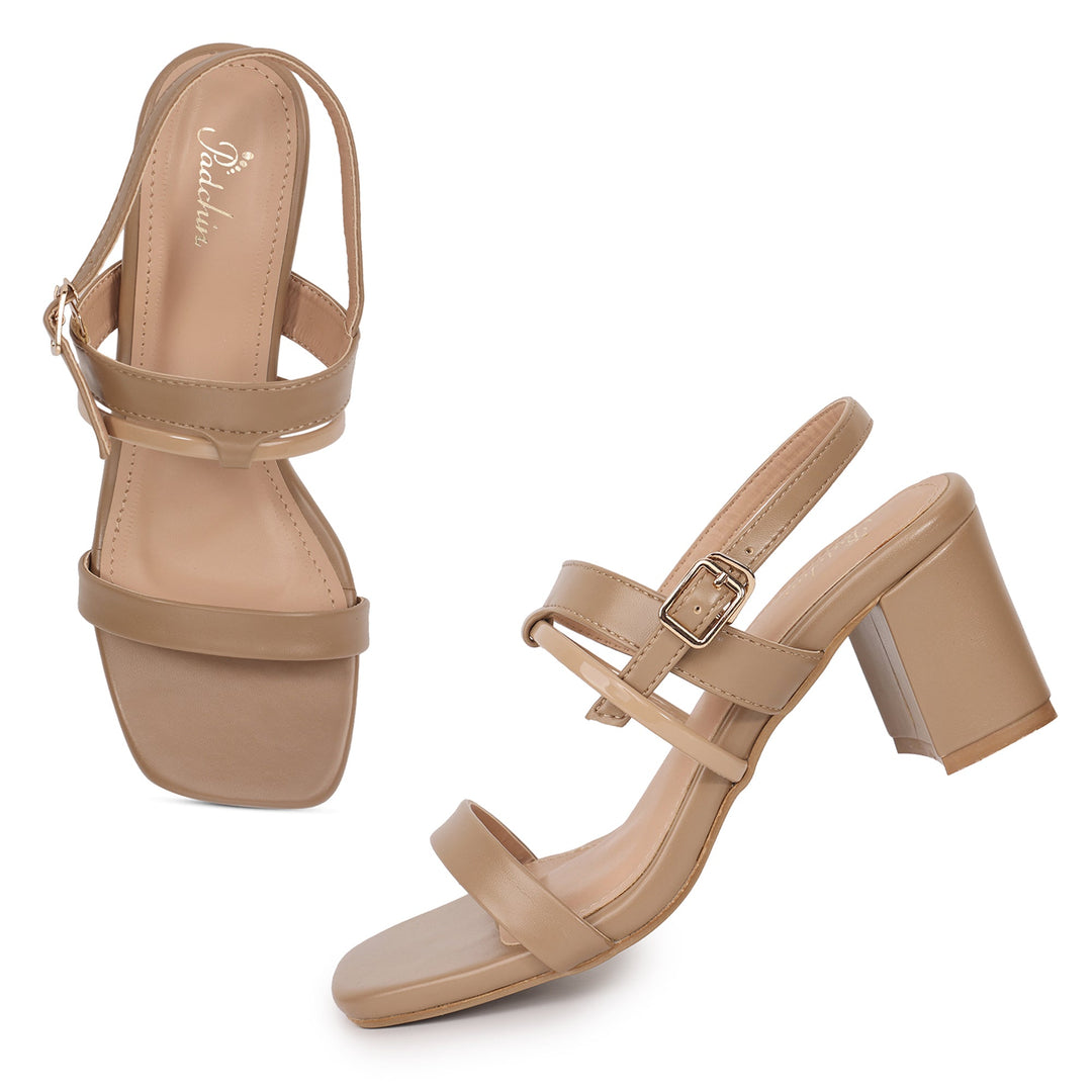 Buckle Strap Square Toe Block Heel