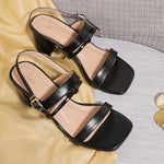 Load image into Gallery viewer, Buckle Strap Square Toe Block Heel
