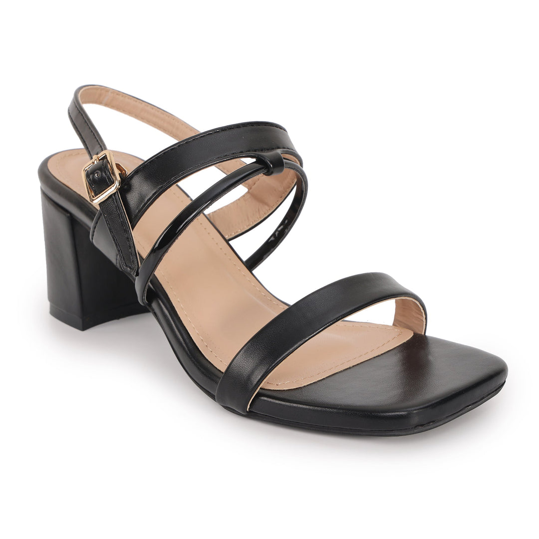 Buckle Strap Square Toe Block Heel