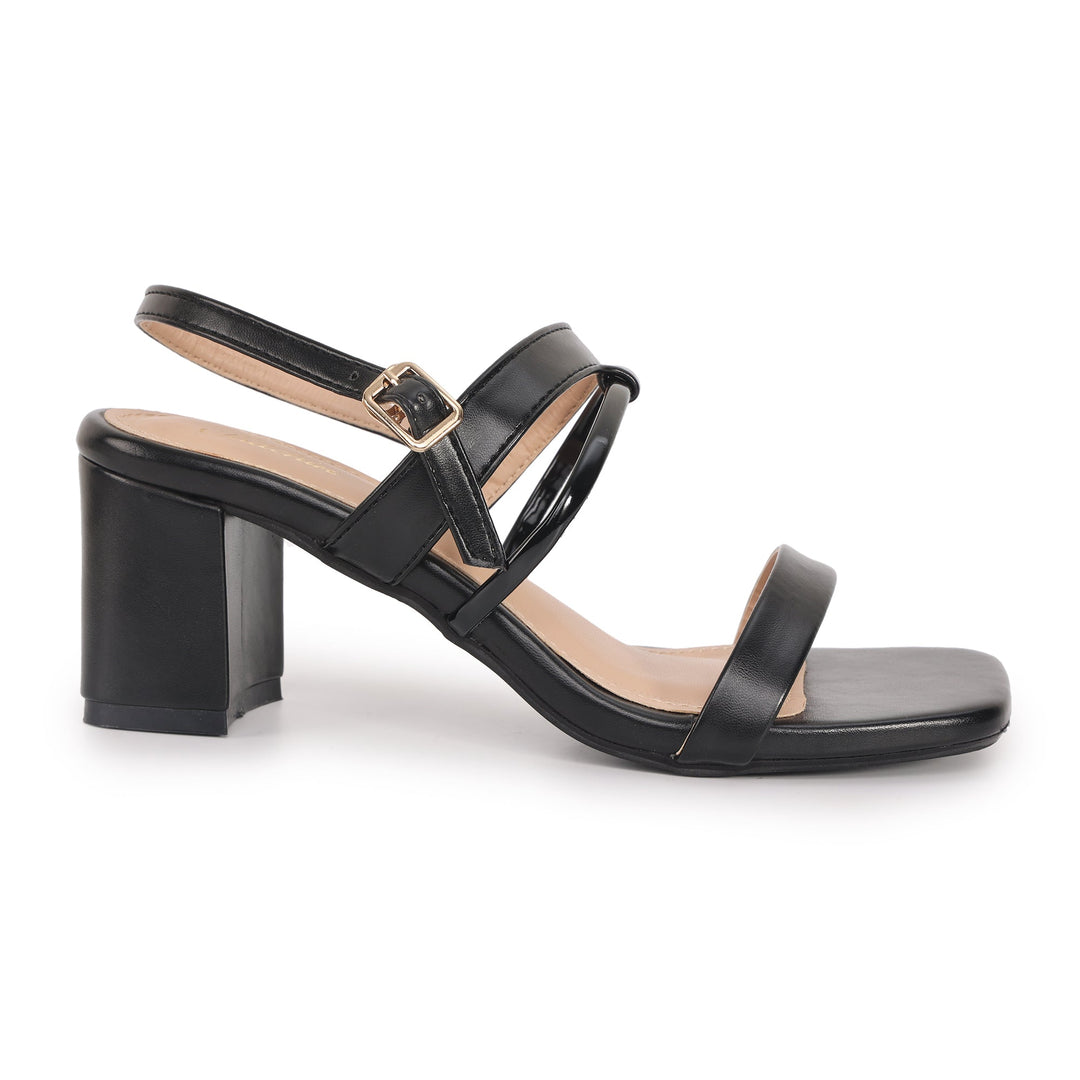 Buckle Strap Square Toe Block Heel