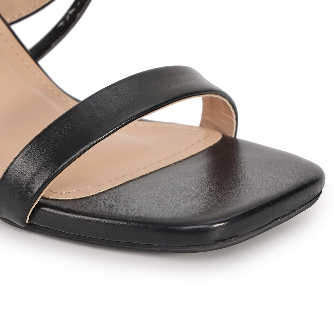 Buckle Strap Square Toe Block Heel