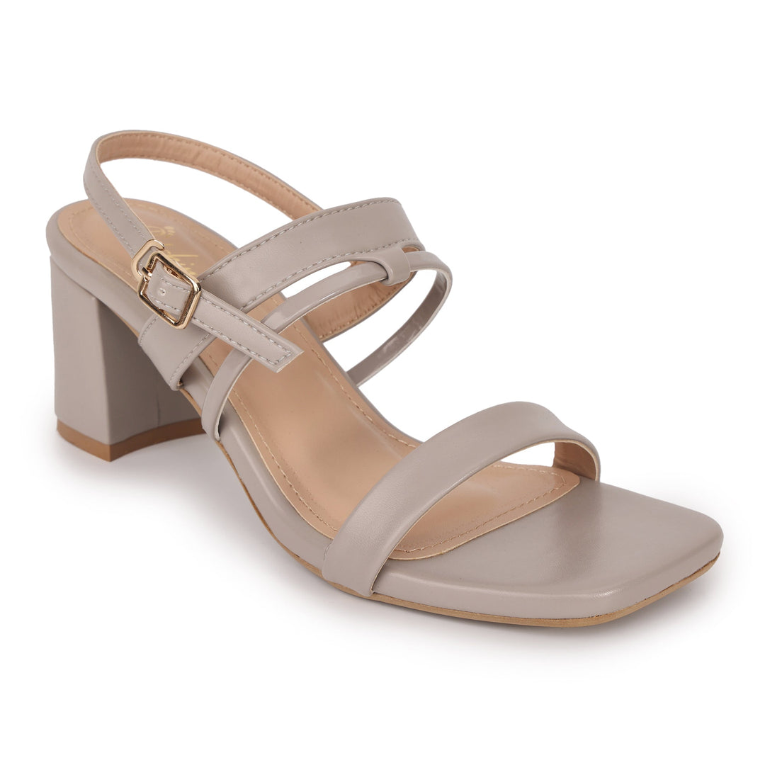 Buckle Strap Square Toe Block Heel