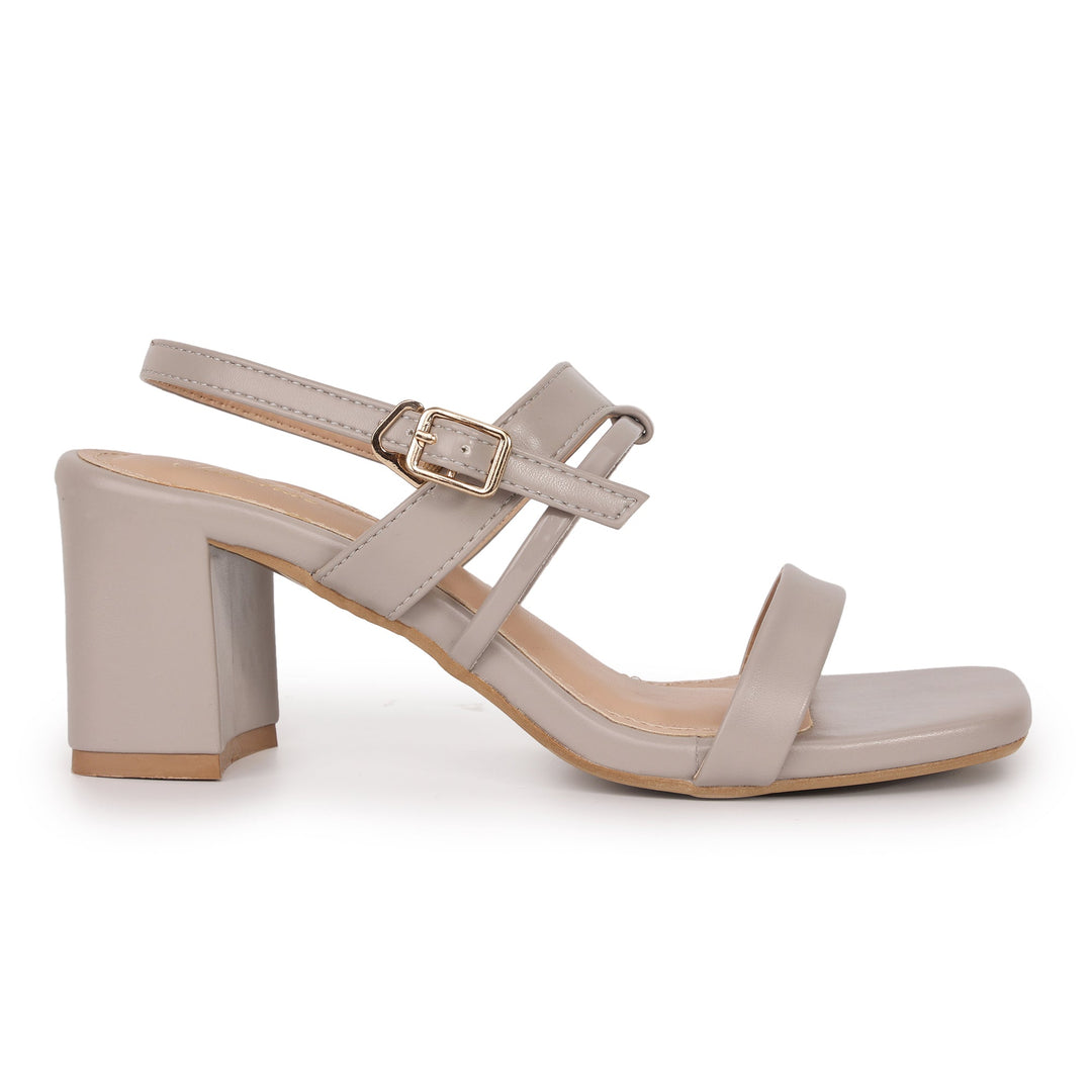 Buckle Strap Square Toe Block Heel