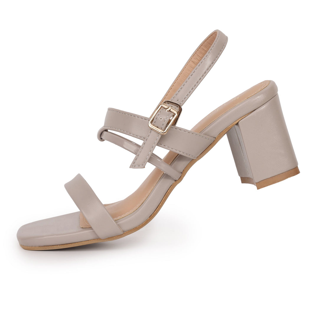 Buckle Strap Square Toe Block Heel