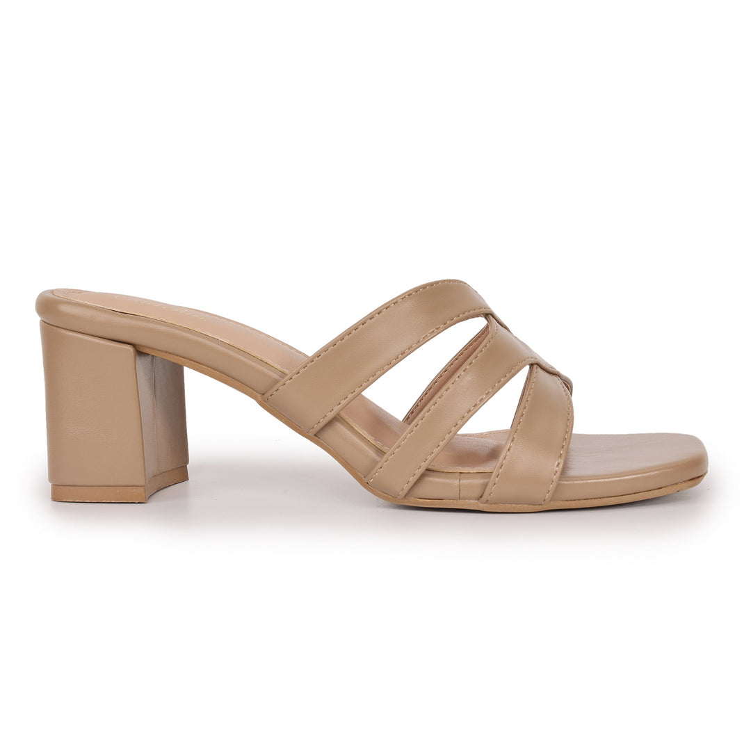 Cross Strap Square Toe Block Heel