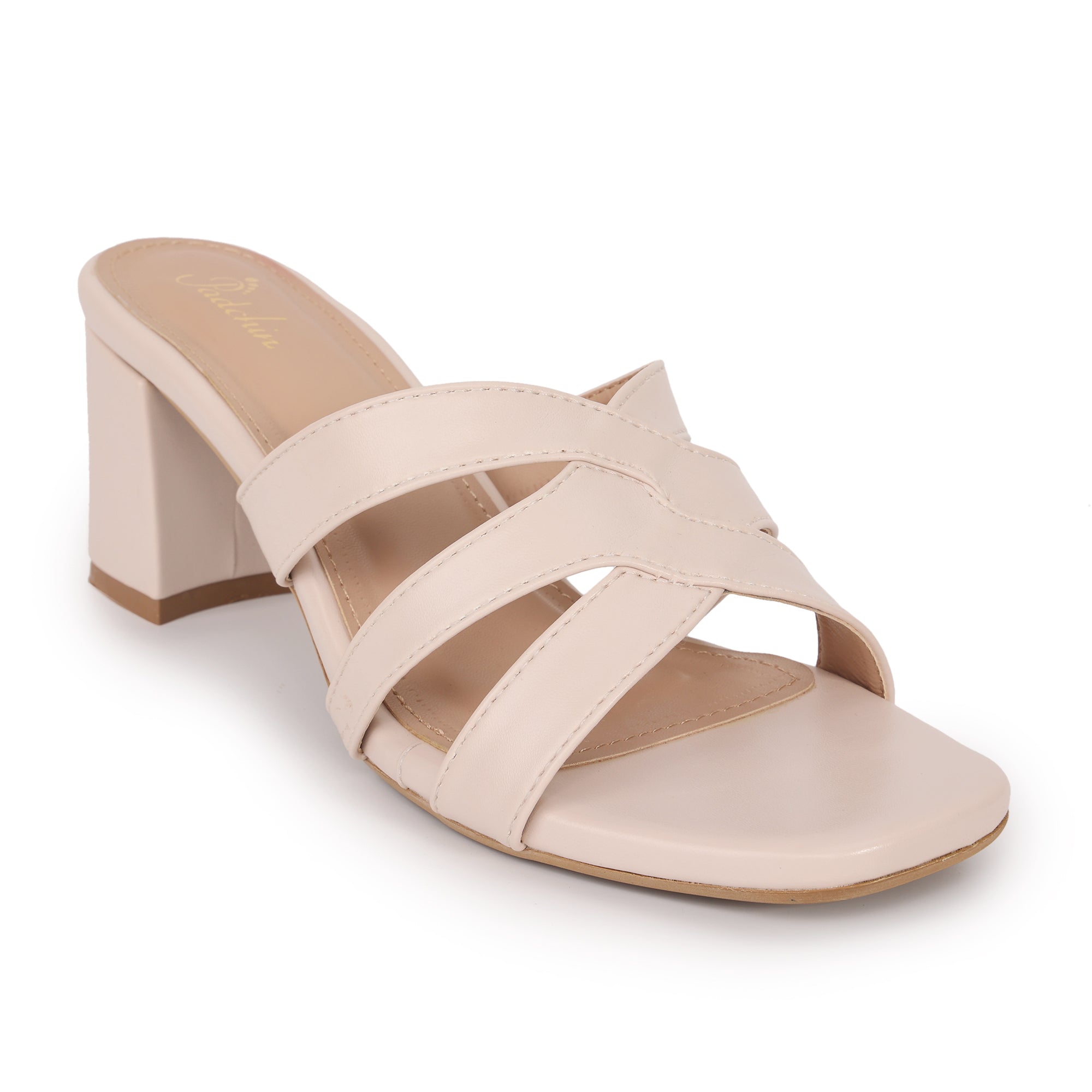 Cross Strap Square Toe Block Heel