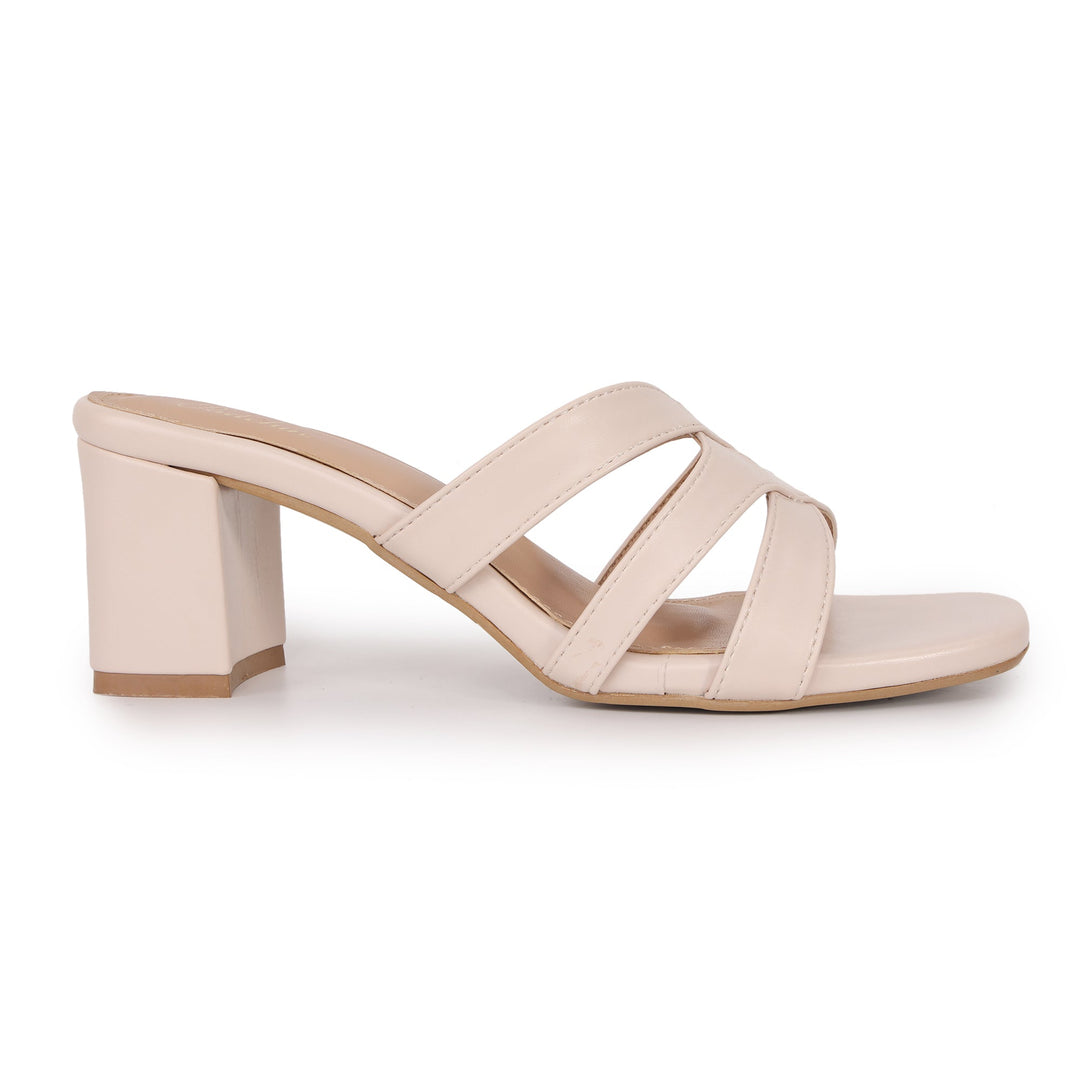 Cross Strap Square Toe Block Heel