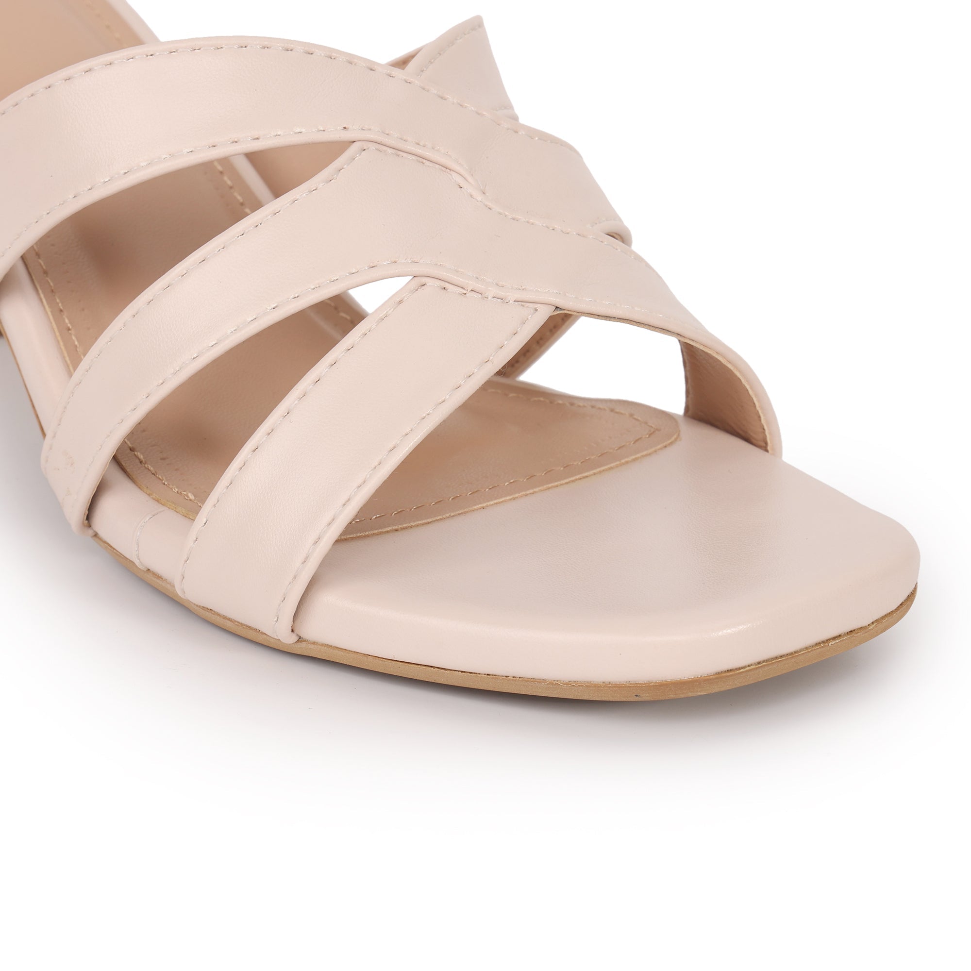 Cross Strap Square Toe Block Heel