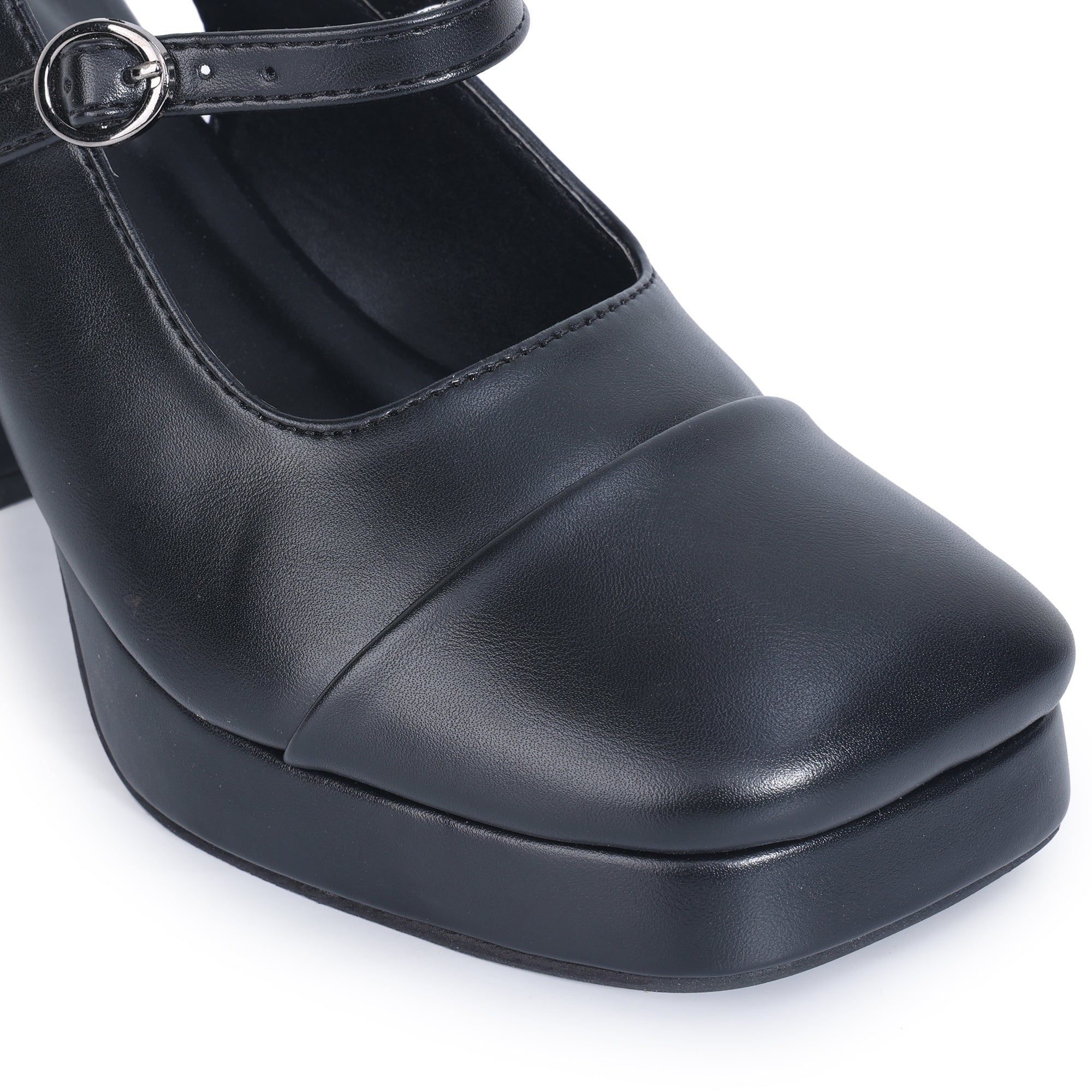 Smart Casual Buckled Squire Toe Block Heel