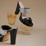 Load image into Gallery viewer, Women's Rhinestone Embellished Block Heel Sandals