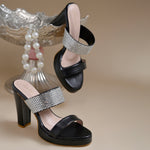 Load image into Gallery viewer, Women's Rhinestone Embellished Block Heel Sandals