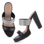 Load image into Gallery viewer, Women's Rhinestone Embellished Block Heel Sandals