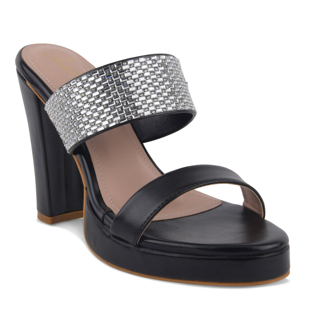 Women's Rhinestone Embellished Block Heel Sandals