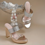 Load image into Gallery viewer, Women's Rhinestone Embellished Block Heel Sandals