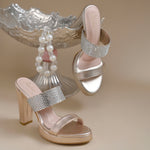 Load image into Gallery viewer, Women's Rhinestone Embellished Block Heel Sandals