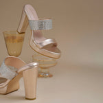 Load image into Gallery viewer, Women's Rhinestone Embellished Block Heel Sandals