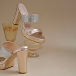 Load image into Gallery viewer, Women's Rhinestone Embellished Block Heel Sandals