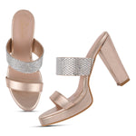 Load image into Gallery viewer, Women's Rhinestone Embellished Block Heel Sandals