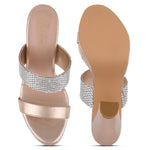 Load image into Gallery viewer, Women's Rhinestone Embellished Block Heel Sandals