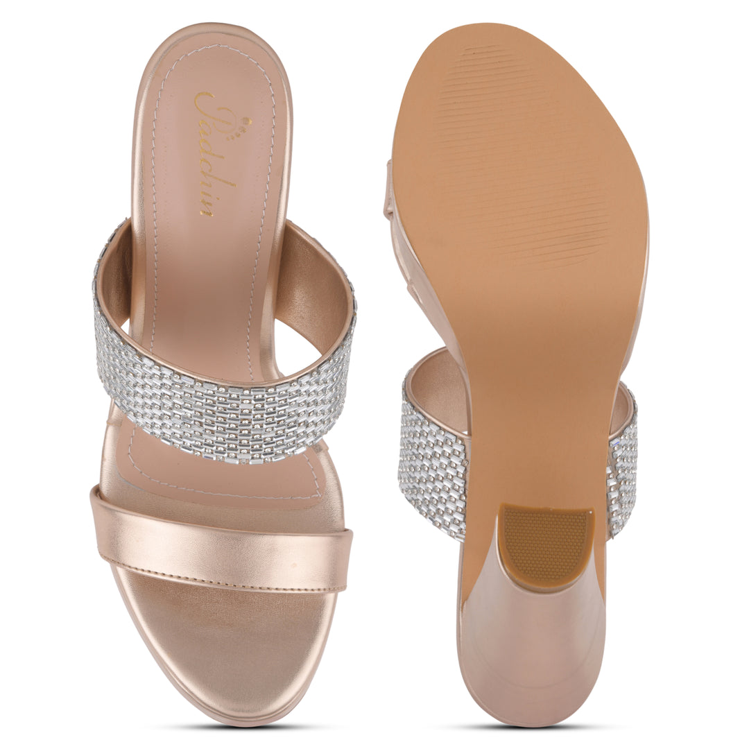 Women's Rhinestone Embellished Block Heel Sandals